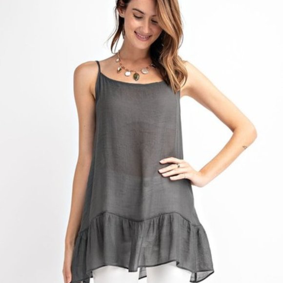 easel Tops - Easel All In My Head Ash Cami Tunic L NWT